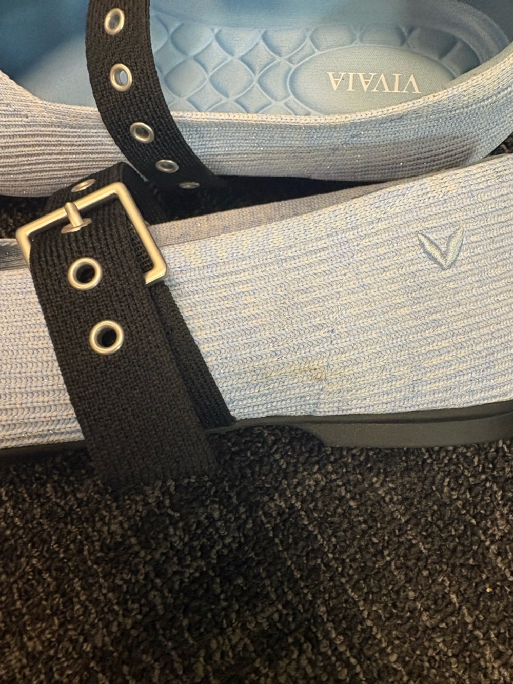 VIVAIA Square-Toe Margot Mary Jane shoes ballet flats light blue sz 37 6.5 - Picture 5 of 9